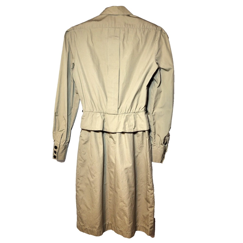 VTG Adele Simpson Khaki Long Sleeve‎ Midi Dress Size 6 Military Wartime Look - Picture 4 of 16